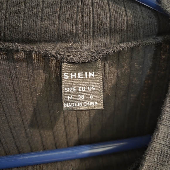 Shein Women Basics Mock Neck Rib Knit Solid Stretch Long Sleeve Top Size Medium - Picture 4 of 7